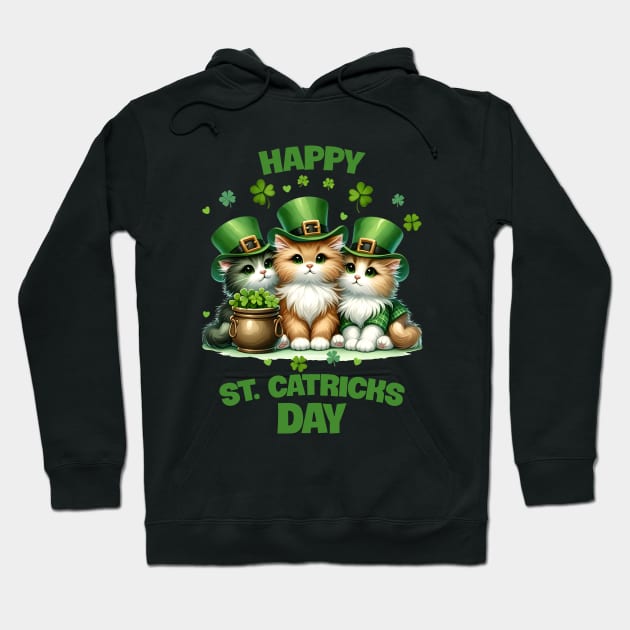 St. Catrick's Day Cute Cats Hoodie by BaliChili